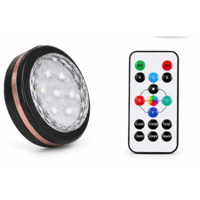 Set 2 Lampi LED RGB COBA CB S8022 cu telecomanda 16 Culori 300 Lumeni Iluminare Wireless temporizator montare adeziva