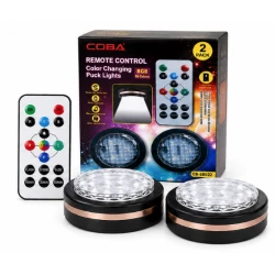 Set 2 Lampi LED RGB COBA CB S8022 cu telecomanda 16 Culori 300 Lumeni Iluminare Wireless temporizator montare adeziva