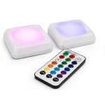 Set 2 Lampi LED RGB COBA CB S8023 cu telecomanda 16 Culori 300 Lumeni iluminare wireless montare adeziva