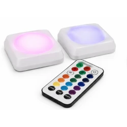 Set 2 Lampi LED RGB COBA CB S8023 cu telecomanda 16 Culori 300 Lumeni iluminare wireless montare adeziva