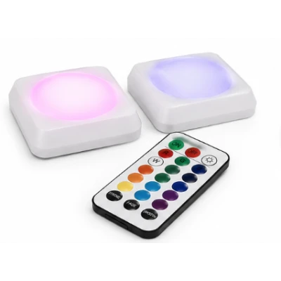Set 2 Lampi LED RGB COBA CB S8023 cu telecomanda 16 Culori 300 Lumeni iluminare wireless montare adeziva