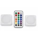 Set 2 Lampi LED RGB COBA CB S8023 cu telecomanda 16 Culori 300 Lumeni iluminare wireless montare adeziva