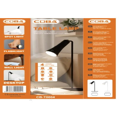 Lampa de Birou din aluminiu LED COBA CB T0004 cu 4 Moduri de Iluminare USB control tactil 4 in 1