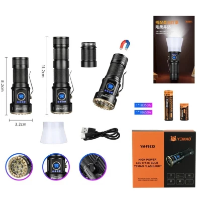 Lanterna de mana YEMAO YM F883X de 3000 lm Display Digital Zoom Telescopic Magnet