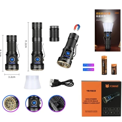 Lanterna de mana YEMAO YM F883X de 3000 lm Display Digital Zoom Telescopic Magnet