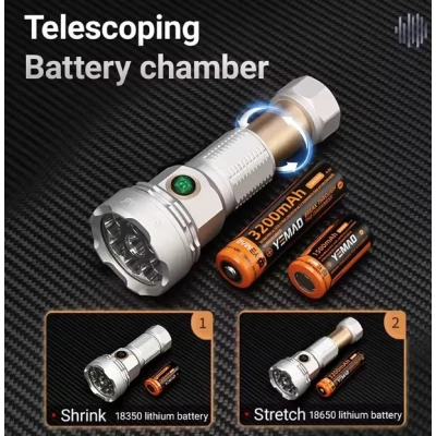 Mini Lanterna LED de mana YEMAO YM F809X de 3500 lm Zoom Telescopic 6 Moduri Iluminare