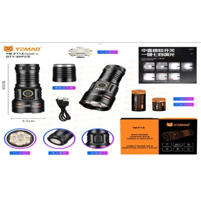 Mini Lanterna LED YEMAO YM F71X cu 7 moduri de Iluminare TG+6 LED Magnet