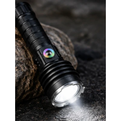 Lanterna de mana LED YEMAO YM G236 TG de 50W cu Zoom Reglabil RGB USB Corp Metalic