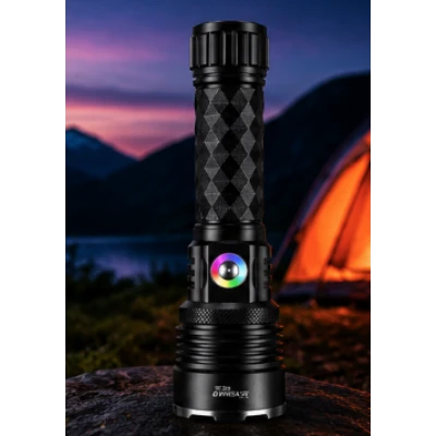 Lanterna de mana LED YEMAO YM G238 TG de 50W cu Zoom Reglabil  LED RGB Corp din Aluminiu