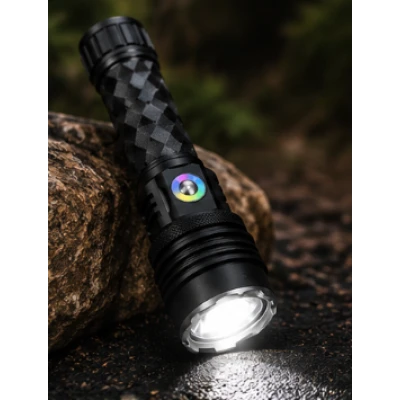 Lanterna de mana LED YEMAO YM G238 TG de 50W cu Zoom Reglabil  LED RGB Corp din Aluminiu