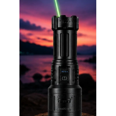 Lanterna de mana LED YM C282 fascicul puternic Laser Verde zoom reglabil