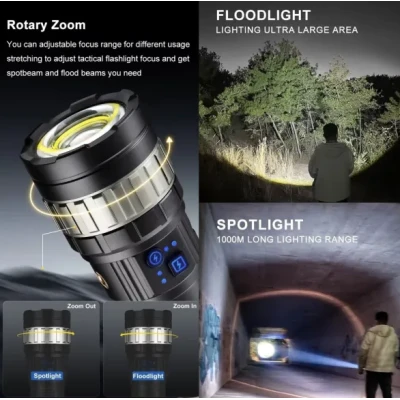 Lanterna de mana LED YEMAO YM G931 putere 30W TG + COB Zoom Power Bank