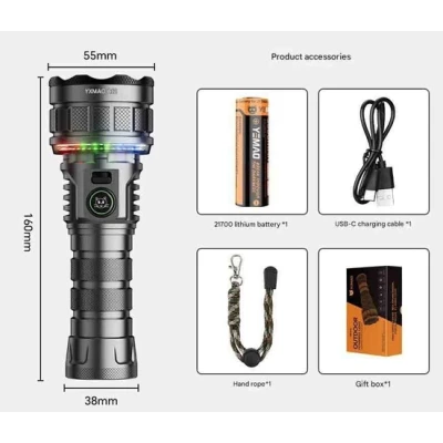 Lanterna de mana LED Profesionala YEMAO YM A12 de 7200 LM cu 12XTE + RGB