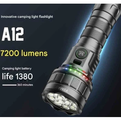 Lanterna de mana LED Profesionala YEMAO YM A12 de 7200 LM cu 12XTE + RGB
