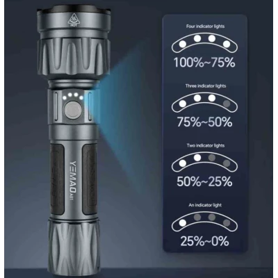 Lanterna Tactica de mana YEMAO YM A81 Raza 1000m Acumulator 21700 USB Type C