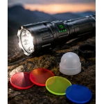 Lanterna de mana profesionala YEMAO YM A10 LED HP70 USB cu 3 Filtre Colorate metalica