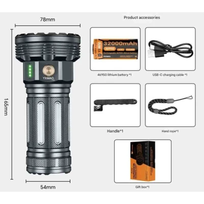 Lanterna de mana profesionala cu maner YEMAO YM A820 cu 8 led XHP metalica