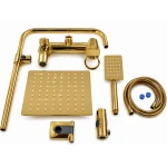 UB Coloana de Dus Premium Gold lucios efect ploaie 3 functii baterie monocomanda montaj pe perete Cod 104 62