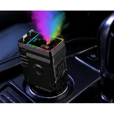 Incarcator Auto D25 putere 120W cu Iluminare LED RGB 7 Culori si Efect de Nebulizare