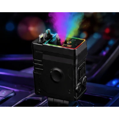 Incarcator Auto D25 putere 120W cu Iluminare LED RGB 7 Culori si Efect de Nebulizare