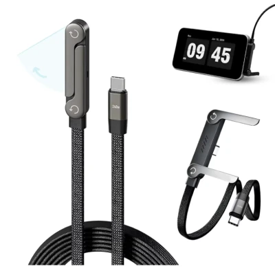 Cablu de incarcare USB C la USB C putere 240W cu Suport Integrat incarcare Rapida Transfer Date Suport Telefon