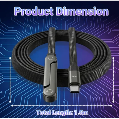 Cablu de incarcare USB C la USB C putere 240W cu Suport Integrat incarcare Rapida Transfer Date Suport Telefon