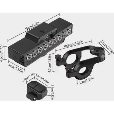 Far LED pentru Bicicleta multifunctional cu Claxon Suport Telefon Reincarcabil USB 30 LED