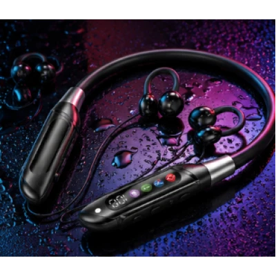 Casti Wireless Sport R25 cu Banda flexibila bluetooth afisaj digital microfon si Autonomie extinsa