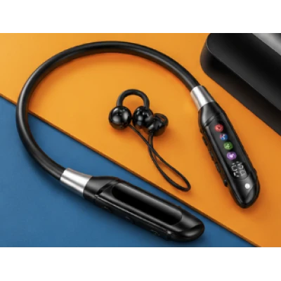 Casti Wireless Sport R25 cu Banda flexibila bluetooth afisaj digital microfon si Autonomie extinsa