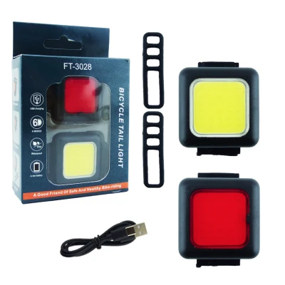 Set 2 Lumini LED pentru bicicleta FT 3028 far fata + stop spate reincarcabile USB