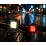 Set 2 Lumini LED pentru bicicleta FT 3028 far fata + stop spate reincarcabile USB