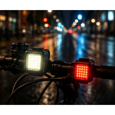 Set 2 Lumini LED pentru bicicleta FT 3028 far fata + stop spate reincarcabile USB