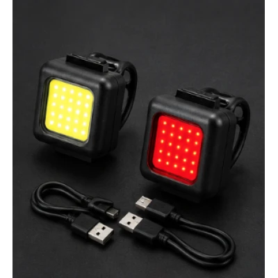 Set 2 Lumini LED pentru bicicleta FT 3028 far fata + stop spate reincarcabile USB