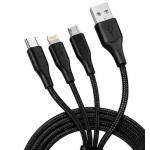 Cablu 3 in 1 pentru incarcare rapida USB A la Type C + Lightning + Micro USB impletit 3 Metri XXG III