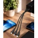Cablu 3 in 1 pentru incarcare rapida USB A la Type C + Lightning + Micro USB impletit 3 Metri XXG III
