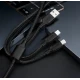 Cablu 3 in 1 pentru incarcare rapida USB A la Type C + Lightning + Micro USB impletit 3 Metri XXG III