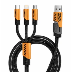 Cablu 3 in 1 USB pentru incarcare rapida si transfer date 240W Type C + Lightning + Micro USB