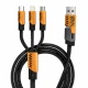 Cablu 3 in 1 USB pentru incarcare rapida si transfer date 240W Type C + Lightning + Micro USB