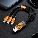 Cablu 3 in 1 USB pentru incarcare rapida si transfer date 240W Type C + Lightning + Micro USB