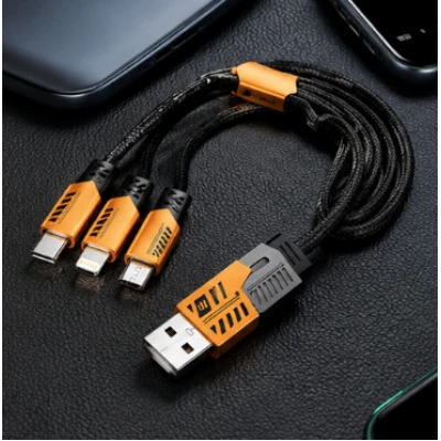 Cablu 3 in 1 USB pentru incarcare rapida si transfer date 240W Type C + Lightning + Micro USB