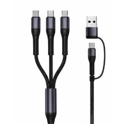 Cablu 3 in 1 pentru incarcare rapida 120W USB + Type C + Lightning + Micro USB 6A Lungime 1,2 m