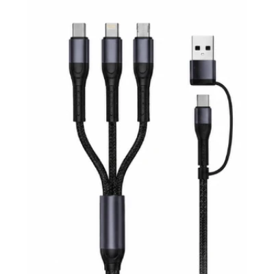 Cablu 3 in 1 pentru incarcare rapida 120W USB + Type C + Lightning + Micro USB 6A Lungime 1,2 m