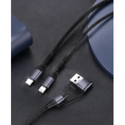 Cablu 3 in 1 pentru incarcare rapida 120W USB + Type C + Lightning + Micro USB 6A Lungime 1,2 m
