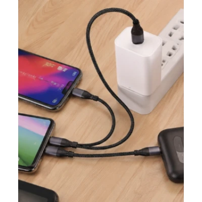 Cablu 3 in 1 pentru incarcare rapida 120W USB + Type C + Lightning + Micro USB 6A Lungime 1,2 m
