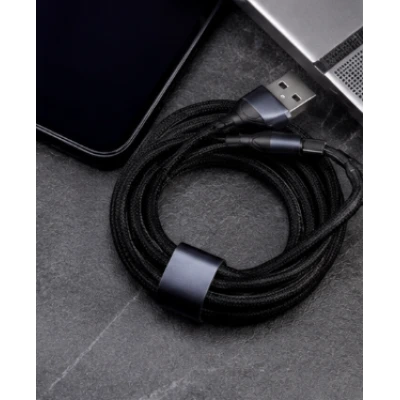 Cablu 3 in 1 pentru incarcare rapida 120W USB + Type C + Lightning + Micro USB 6A Lungime 1,2 m
