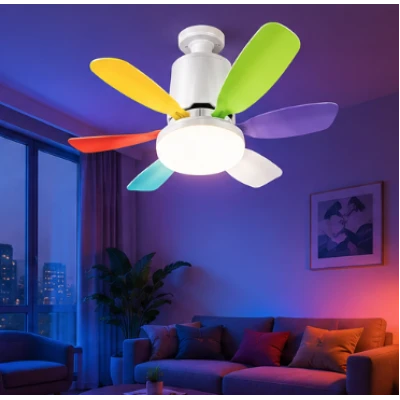 Ventilator de tavan cu lampa LED telecomanda luminozitate reglabila RGB
