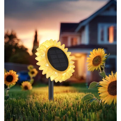 Lampa solara LED decorativa de gradina si de perete Floarea Soarelui 35CM alb cald