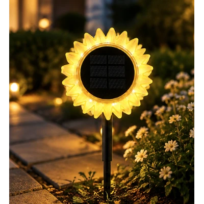 Lampa solara LED decorativa de gradina si de perete Floarea Soarelui 35CM alb cald