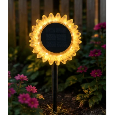 Lampa solara LED decorativa de gradina si de perete Floarea Soarelui 35CM alb cald
