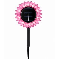 Lampa solara decorativa de gradina si de perete Floarea Soarelui 35cm ROZ cu led alb cald